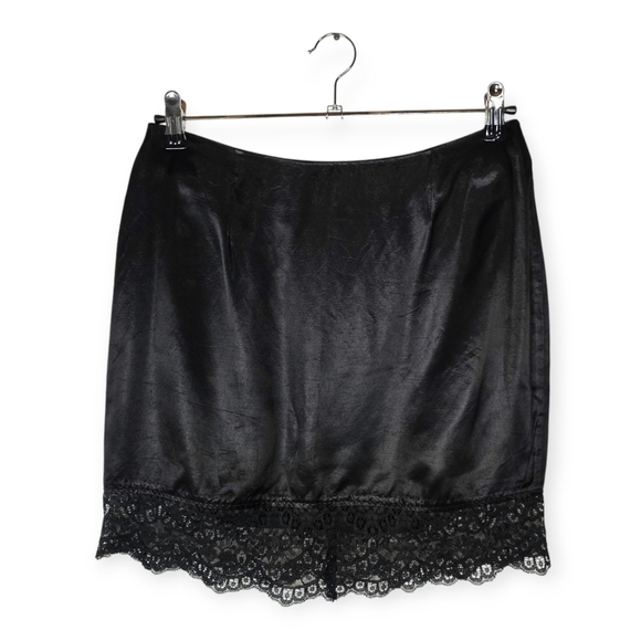 Morbid Threads Black Silky Lace Hem Mini Skirt - Picture 1 of 6